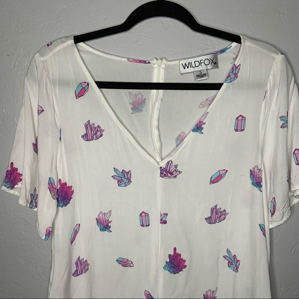 Sz Small Wildfox White Neon Purple Crystal Romper - Picture 12 of 12